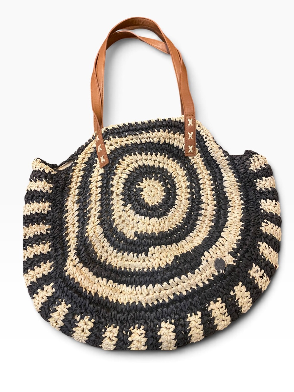 Billabong Black and Tan Circular Tote Bag